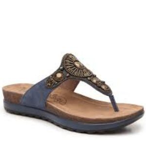 Dansko Women Pamela Comfort Leather Thong Wedge Sandals shoes sz 38/7.5-8